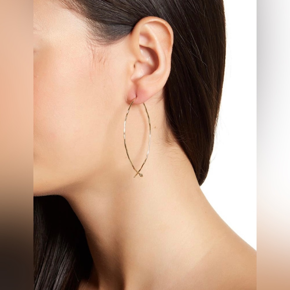 NWT - 14k Yellow Gold Plated Pull Through Earrings